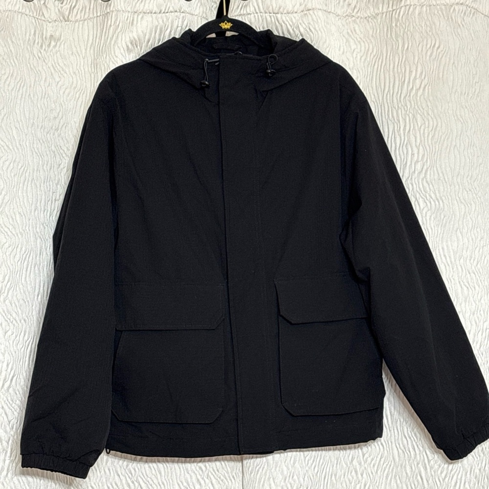 Abercrombie Fitch Jacket Womens Small Black Hooded Utility Lightweight Casual
